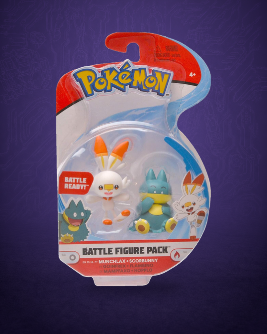 Pokémon Sword & Shield Battle Figure 2 Pack, Munchlax & Scorbunny 2 Inch Figures