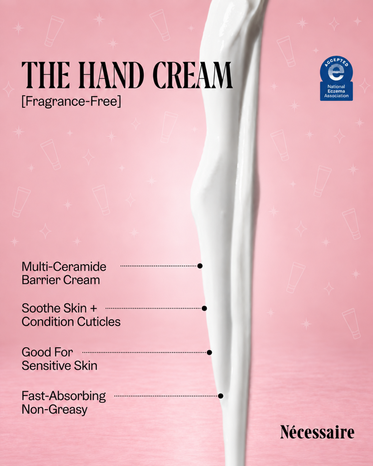 Nécessaire The Hand Cream Fragrance Free Hydrating Hand Lotion with Ceramides & Peptides, 2.2 fl oz