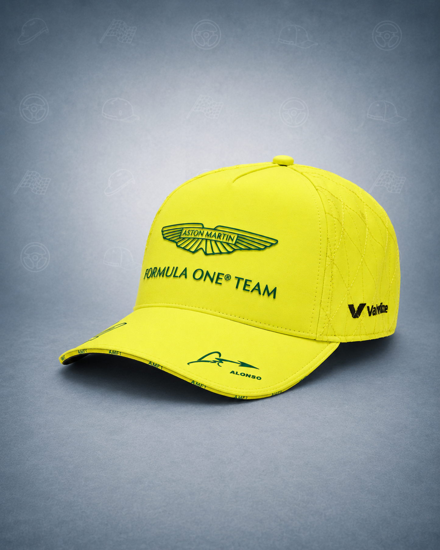 Aston Martin F1 Fernando Alonso 2024 Driver Hat, Lime Yellow Adjustable Unisex Cap