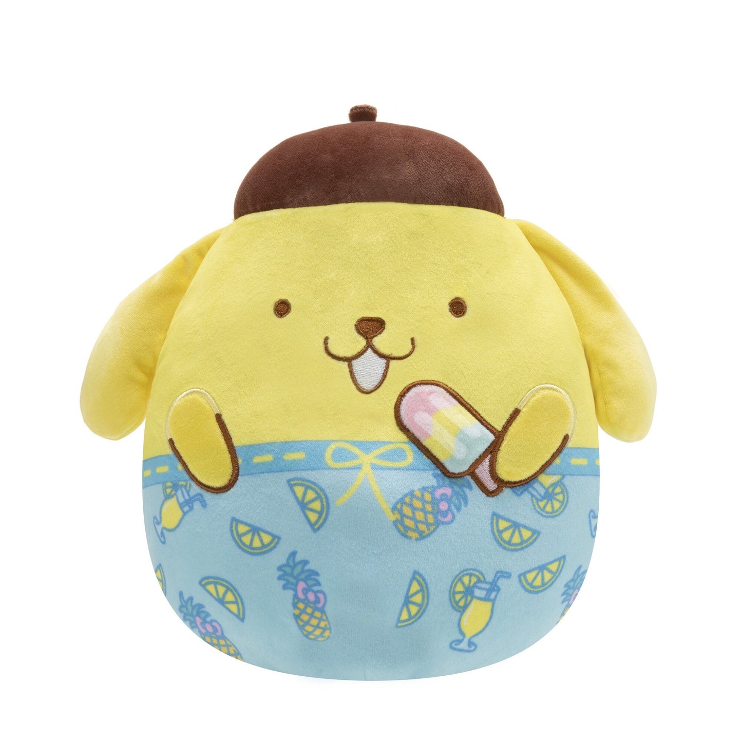 Squishmallows Child's Sanrio Ocean Party Series Yellow Plush Pompompurin Beach, 10 inch