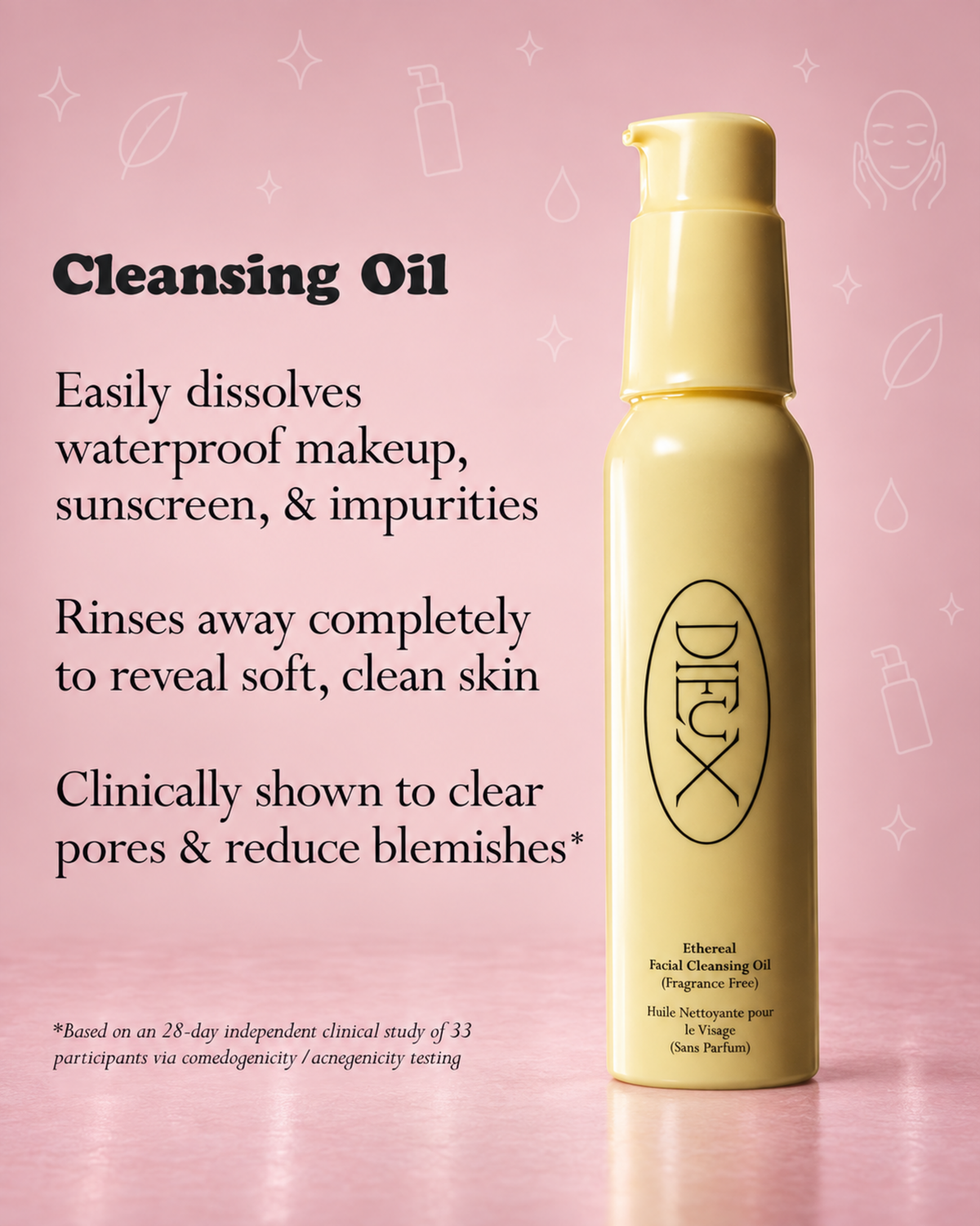Dieux Ethereal Facial Cleansing Oil 3.4 fl oz & Baptism Gentle Foaming Gel Cleanser 6.76 fl oz
