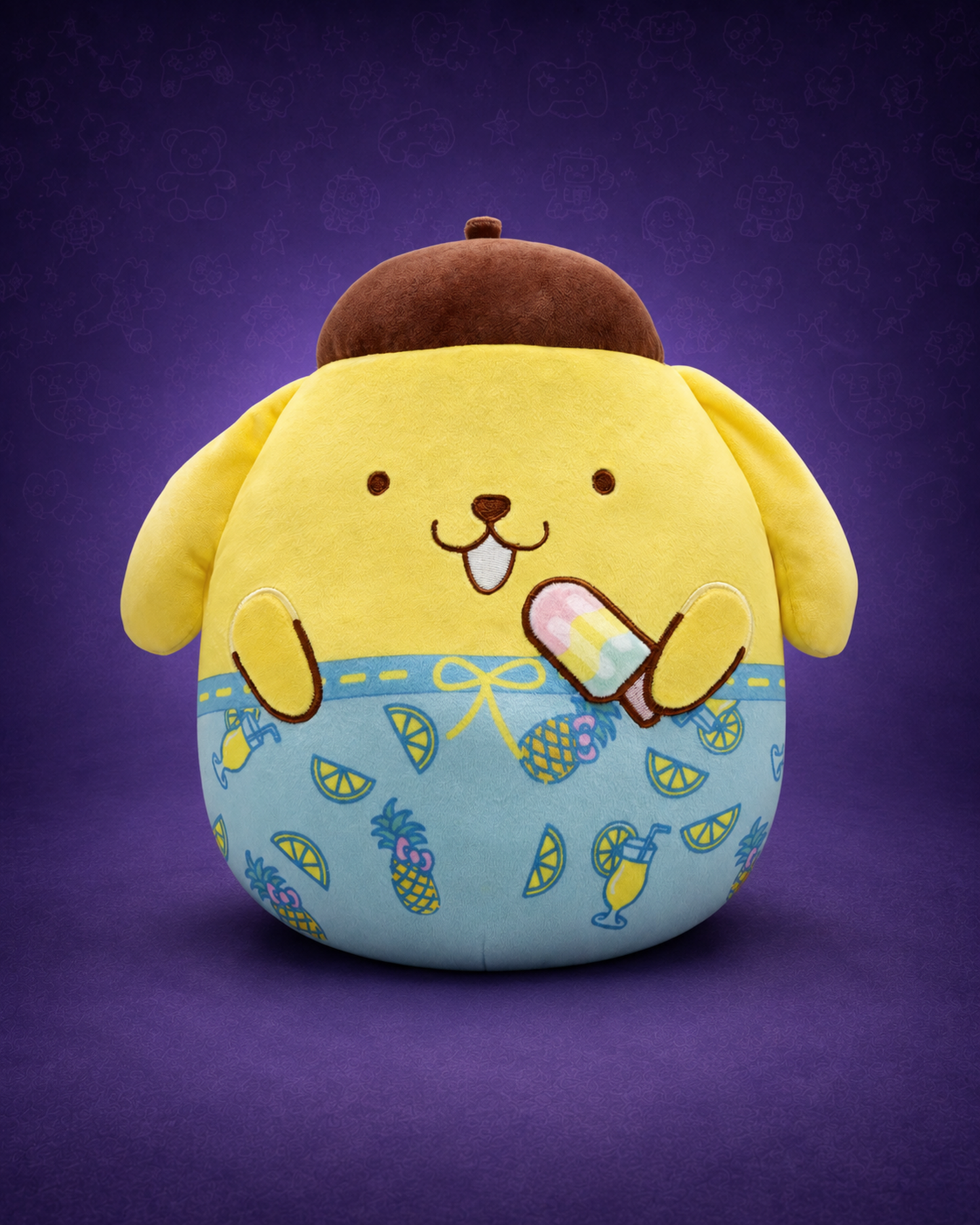 Squishmallows Child's Sanrio Ocean Party Series Yellow Plush Pompompurin Beach, 10 inch