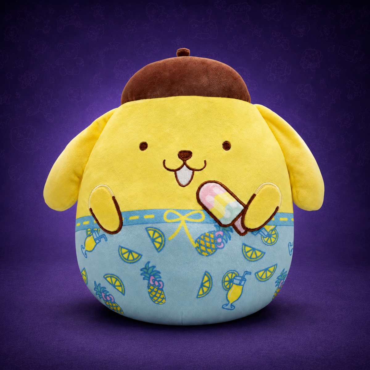 Squishmallows Child's Sanrio Ocean Party Series Yellow Plush Pompompurin Beach, 10 inch